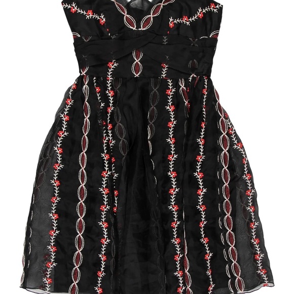 Anna sui mini strapless embroidery dress size 2 (xs) - Picture 2 of 6
